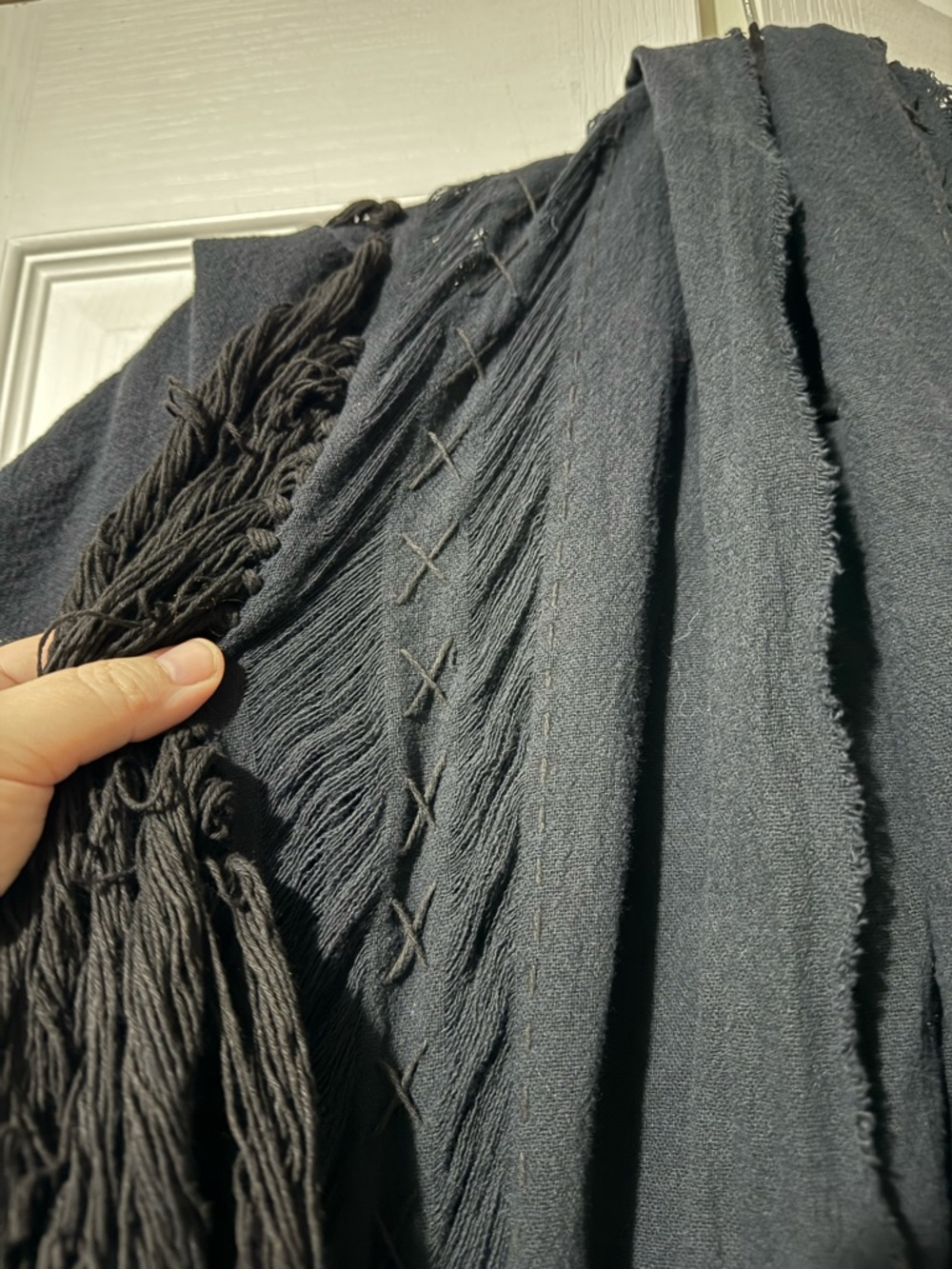 AYA Sacred Wear Black Boho Poncho Long Boho Cardigan Coverup Robe Handmade - Picture 5 of 16